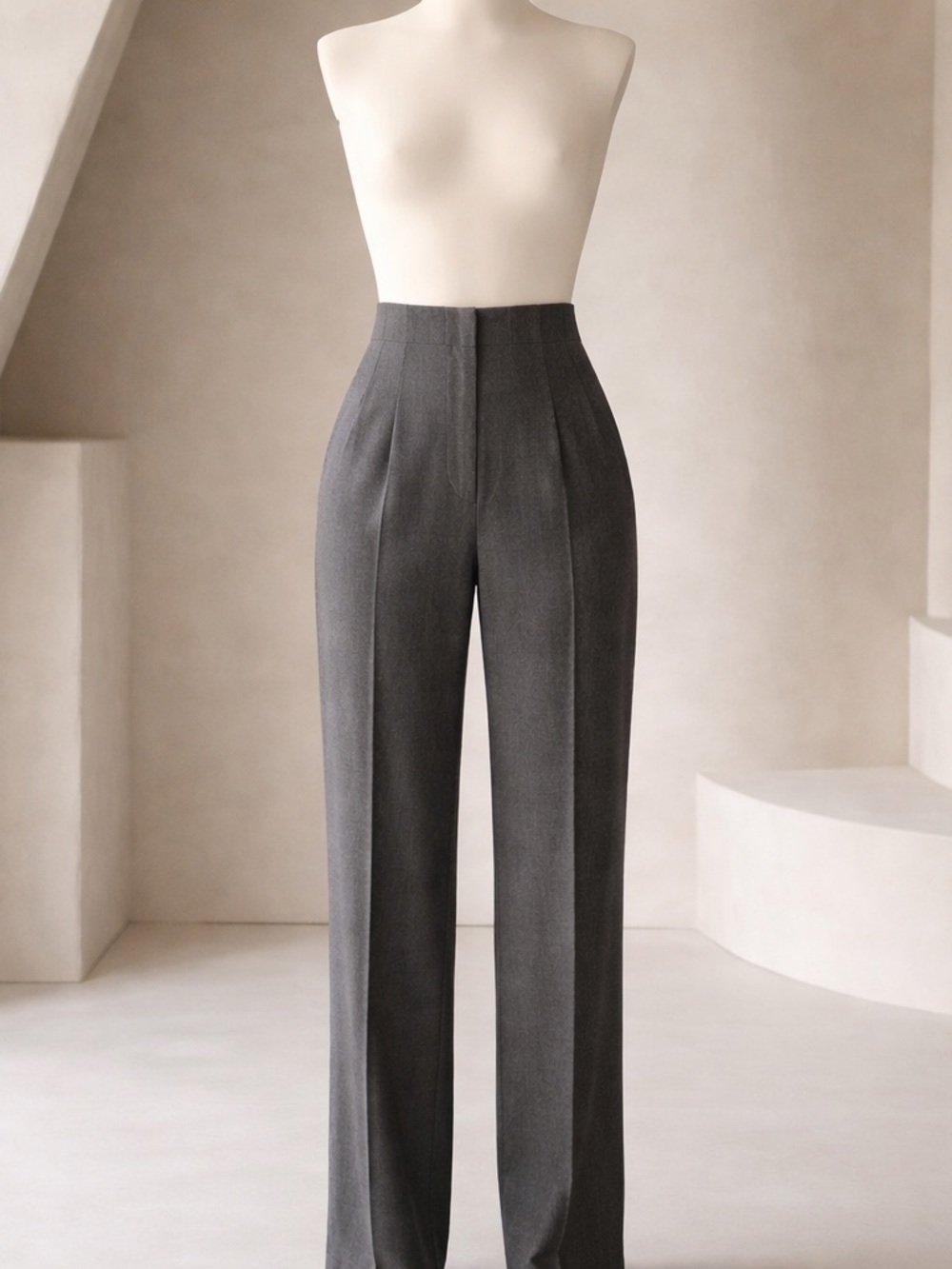 Zara Charcoal High-Waist Wide-Leg Trousers